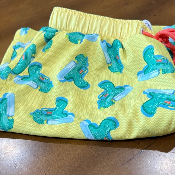 Boss Yellow Swim Trunks with Green and Red Accents - Picture 5 of 5